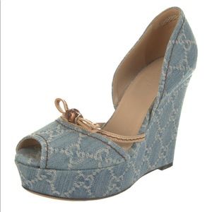 Gucci denim wedges size 36.5 (6 1/2)